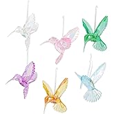 HOOTNEE Hummingbird Ornament 3Pcs Acrylic Hanging Bird Decor 3.93X3.74X2.75In for Home Party Christmas Tree & Wedding Decoration