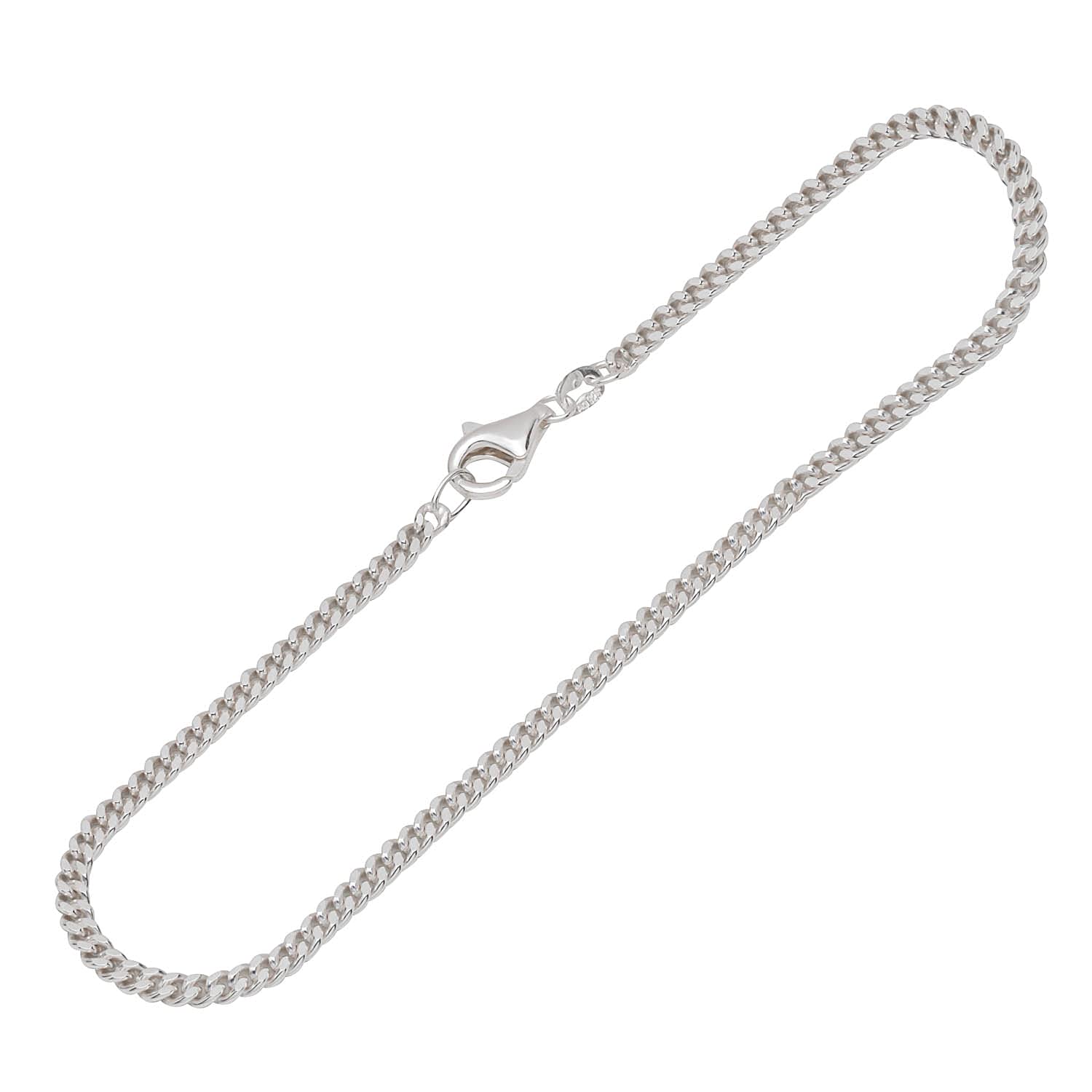 NKlaus bracelet 925 Sterling Silver 19cm curb chain 2 times diamond unisex bracelet 12605