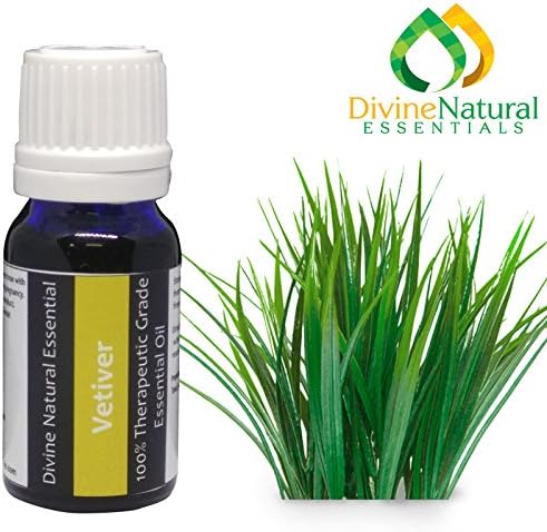 Divine Natural Essentials Vetiver (Khus Rooh) Essential Oil, 100% Pure, Undiluted, Aromatherapy, Skincare, Therapeutic Grade. 10 ml