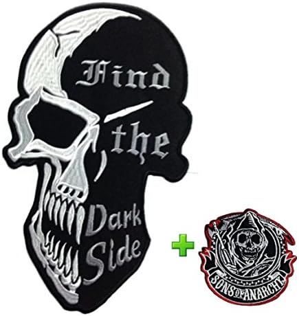 Unique w/ Best Match, Large Size Skull Hide the Dark Side &amp; Small Devil Patches Badge Over 80% Embroidered Iron on Sew Cool Look for Biker Trucker Rocker Chopper Jacket
