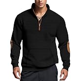 Scapodo Men's Waffle Sweatshirt - Autumn Winter Quarter Zip Loose Fit Pullover for Vacation Daily Life