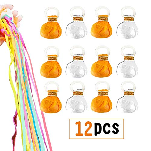 12 Pieces Throw Streamers Throw Confetti Party Streamers Magic with Handle for Weeding, Birthday, Wedding Anniversary, Starting School Ceremony, Graduation Ceremony Party Favors Shows(Color at random)