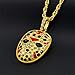 sameno Men's Hip-hop European and American Style Mask Personality Facebook Pendant Necklace Trend Fashion Jewelry (Gold)