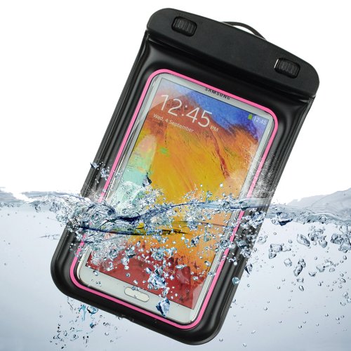 SumacLife Waterproof Pouch Case for Samsung Galaxy Note 3 N9000 / Note 2 N7100 / Samsung S5 i9600 / S4 i9500 / Sony Xperia Z2 (Rose / Black)