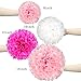 Coceca 21Pcs Tissue Paper Pom Poms Pink Paper Pom Poms 14 Inch, 12 Inch, 10 Inch, 8 Inch Pink Set Flower Ball for Birthday Wedding Party Outdoor Baby Shower Decoration