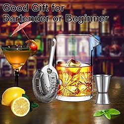 Cocktail Mixing Glass, veecom 18oz Crystal Mixing
