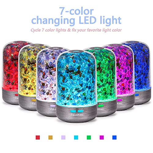 ZqLotXiao Essential Oil Diffusers - Blue Healing Crystal Aromatherapy Diffuser & Cool Mist Humidifier & 7 Colors LED Light ,120ml Ultrasonic Aroma Diffusers for Home Bedroom Small Room