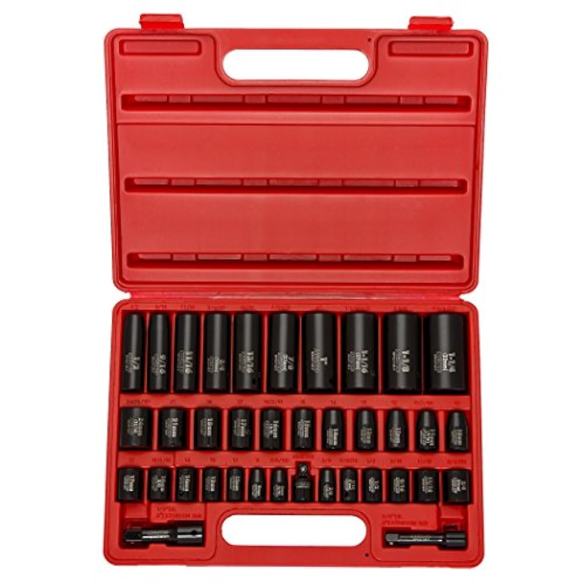 38 Pc Piece Laser Impact Deep Shallow Socket Set 1/2 3/8 Drive Metric