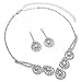 Silver Aurora Borealis Teardrop and 2 Line Rhinestone Necklace Dangle Earrings Jewelry Set