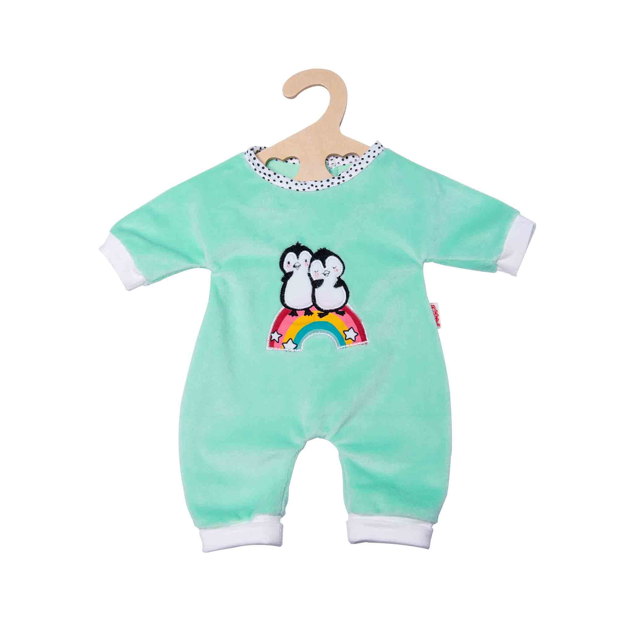 Heless 1181 - Romper for Dolls in Penguin Polka Dot Design, Made of Soft Velour Embroidery, Size 28 - 35 cm
