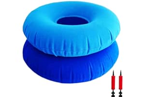 Shineyid 2 Pack Donut Pillow, Inflatable Donut Cushion for Tailbone Pain,Hemorrhoid Seat Cushion, Round Wheelchairs Seat Cushion for Home, Car or Office Chair (15" Dark Blue & Light Blue)
