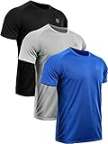 Neleus Men's 3 Pack Mesh Athletic Running Sport Shirt,5033,Black,Blue,Grey,US XL,EU 2XL