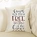 Fjfz 4th of July Land of The Free Because of The Brave Patriotic Quote Decor Tutorial Sign Decoration Cotton Linen Home Decorative Throw Pillow Case Cushion Cover with Words for Sofa Couch, 18