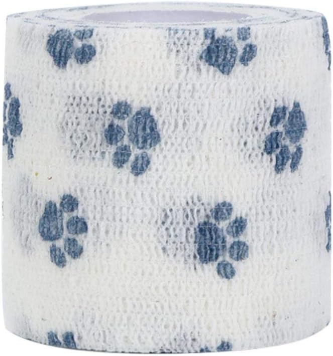 Oumefar Self Adhesive Pet Bandage Breathable Non Woven Bulk Elastic Wrap Vet Tape First Aid for Injury Cats Dogs Ankle Sprains(Blue)