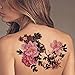 TAFLY Extra Large Lower Back Colored Tree Peony Flower Temporary Tattoos Body Art Transfer Sticker for Womens 2 Sheets