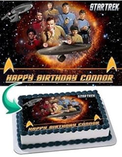 Amazon Com Star Trek Uss Enterprise Edible Cake Topper Frosting 1