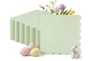 Goodluck 100-Pack Scalloped Cocktail Napkins, 2-Ply, 5 x 5 Inches Disposable Dessert Napkins for Wedding, Birthday, Valentine