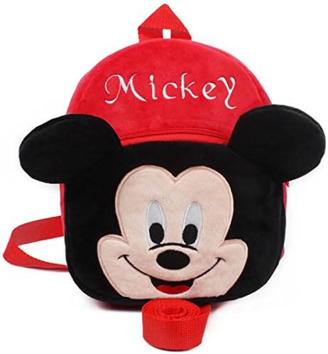 Angelry 2-in-1 Toddler Walking Safety Harness Backpack Baby Cute Cartoon Plush Bag with Anti-lost Leash for 1-3 Years Old Kids (Mickey)