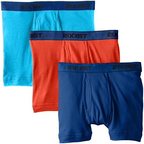 2(x)ist mens Essential Cotton 3 Pack Boxer Brief, Monaco Blue/Flame Scarlet/Blue Jewel, X-Large