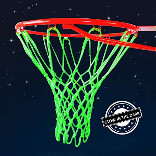 Demlor Basketball Rim Net Outdoor Sports Glow in The Dark Nylon Basketball Hoop Net All Weather Thick Standard Basketball Net Replacement