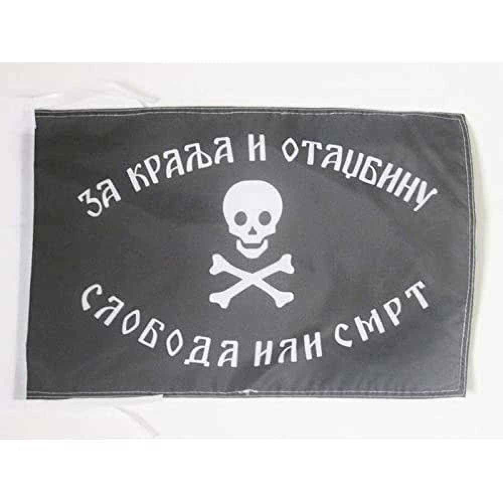AZ FLAG - Chetnik Detachments of the Yugoslav Army Flag - 18'' x 12'' - 100% Polyester Yugoslavia Chetniks Small Banner with Two Cords - Fade Resistant - Vivid Colors - 18x12 in - 45x30 Cm — image 1