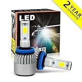 LED Headlight Bulbs H11 Headlamp bulb All-in-One Conversion Kits 6000K Cool White 8000LM Extremely Super Bright COB Chips Fog Light Halogen Headlight Replacement Bulb- Pack of 2