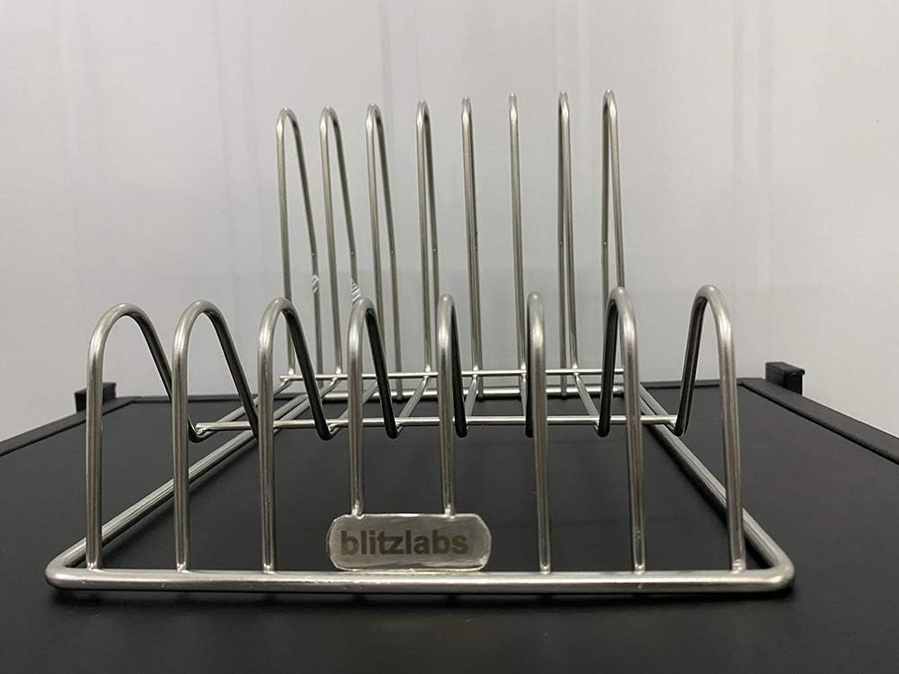 blitzlabs Magazine Holder Rack, Desktop File Sorter Book Rack Organizer, 7 Slot, Size 8.7" L X 5.5" W X 5.9" H, Grey