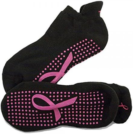 Crescent Moon Exersocks, Non-Slip Grip Socks, Medium, Pink Ribbon, 3 Piece