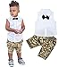 FEITONG 1Set Toddler Infant Kids Boy Bow T shirt Tops Camouflage Pants Outfits Clothes Set (2T / 2Years, White)