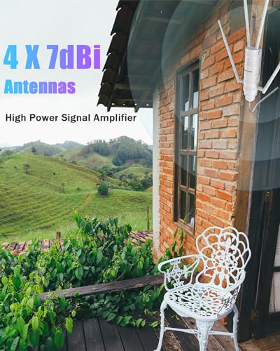 AC1200 Outdoor WiFi Repeater, WAVLINK High Power Outdoor Weatherproof WiFi Range Extender/Wireless Access Point/mesh Agent with Passive POE, Dual Band 4x7dBi for Working from Home
