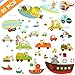 AriTan Car Boat Window Stickers Decorations for Kids Boys and Girls,Flexible Reusable No Glue Double Sided Clings, Space Ship Hot Air Balloon, 3 Sets