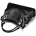 AINIMOER Womens Genuine Leather Vintage Tote Shoulder Bag Top-handle Crossbody Handbags Large Capacity Ladies' Purse (Black)