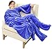 Catalonia Wearable Fleece Blanket with Sleeves and Foot Pockets for Adult Women Men, Micro Plush Comfy Wrap Sleeved Throw Blanket Robe Large, Blue