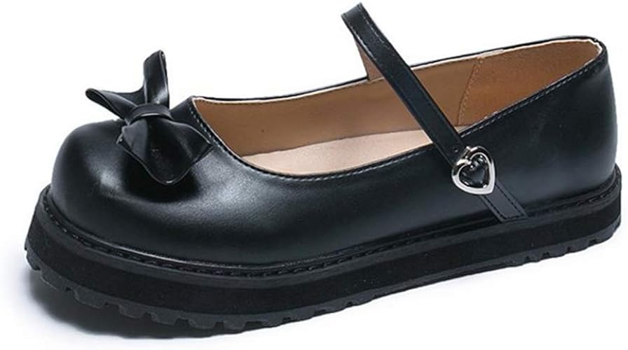 Amazon 天下 ロリータ靴 ストラップ 蝶結び リボン付き 厚底 お嬢様風 姫系 ぺたんこ ローファー Lolita コスプレ 可愛い 美脚 安定感 歩きやすい 痛くない 疲れにくい 通学 お茶会 ストリート メイド靴 パンプス 天下 パンプス