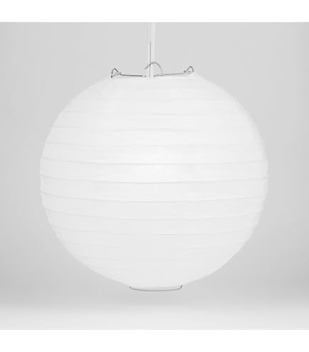 thumbnail interactive-video image 1 of 5-PACK 20\" Silver Round Paper Lantern, Even Ribbing, Chinese Hanging Wedding & Party Decoration 1 of 12