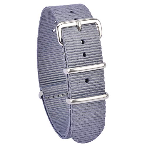 Nylon Watch Bands NATO Watch Strap Replacement Fabric Ballistic Military 18mm 20mm 22mm Grey