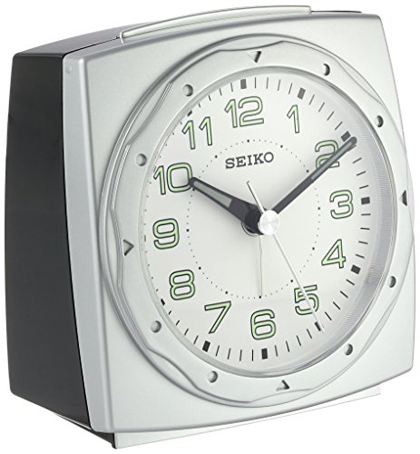 Seiko Bedside Alarm Clock Silver-Tone Metallic Case
