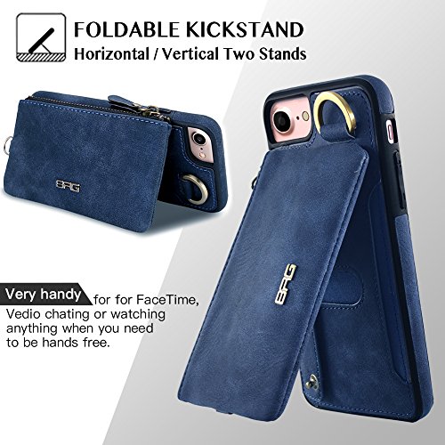 image for iPhone 7 Cases,iPhone 8 Case,Detachable Back Zipper Wallet Case,[Cards