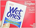 Wet Ones Antibacterial Hand and Face Wipes Singles, 24-Count (Pack of 5)