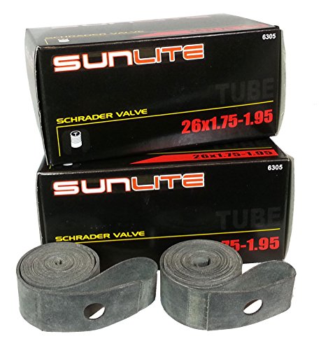 2 PACK - Tube & Rim Strips, 26 x 1.75-1.95 32mm SCHRADER Valve, Sunlite