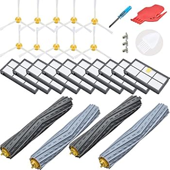 Loveco Replacement Accessory Kit for iRobot Roomba 800 Series 850 860 861 866 870 880 890 900 Series 960 980,10 Filter,10 Side Brush,2 Tangle-Free Debris Extractor,1 Brush Cleaning Tool