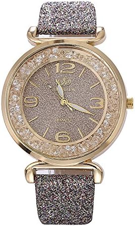 Womens Crystal Quartz Watches,Minshao Numeral Analog Clearance Lady Wrist Watch Female Watches on Sale Watches for Women,Round Dial Case Shiny PU Leather Wristwatch ws63