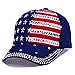 USA Bling Baseball Cap Sparkle American Flag Hat Men Women Hip Hop Caps(Blue)