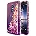 NageBee Quicksand Liquid Floating Glitter Flowing Sparkle Bling Diamond Cute Case w/[Tempered Glass Screen Protector] For ZTE ZMax Pro, ZTE Carry Z981, ZTE Blade X Max (Z983) -Pink/Purple