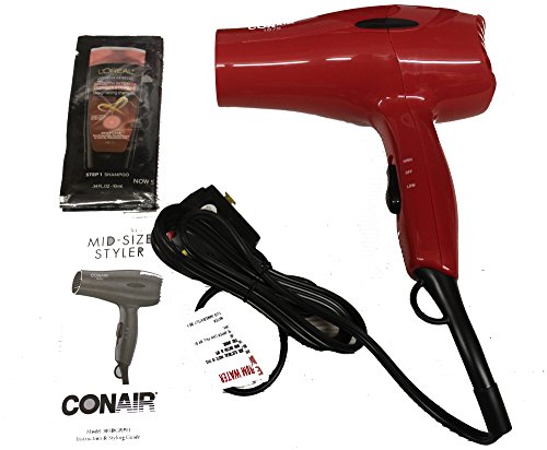 Click Here to See More Images Conair 1875 Watt Mid Size Styler Hair Dryer - RED