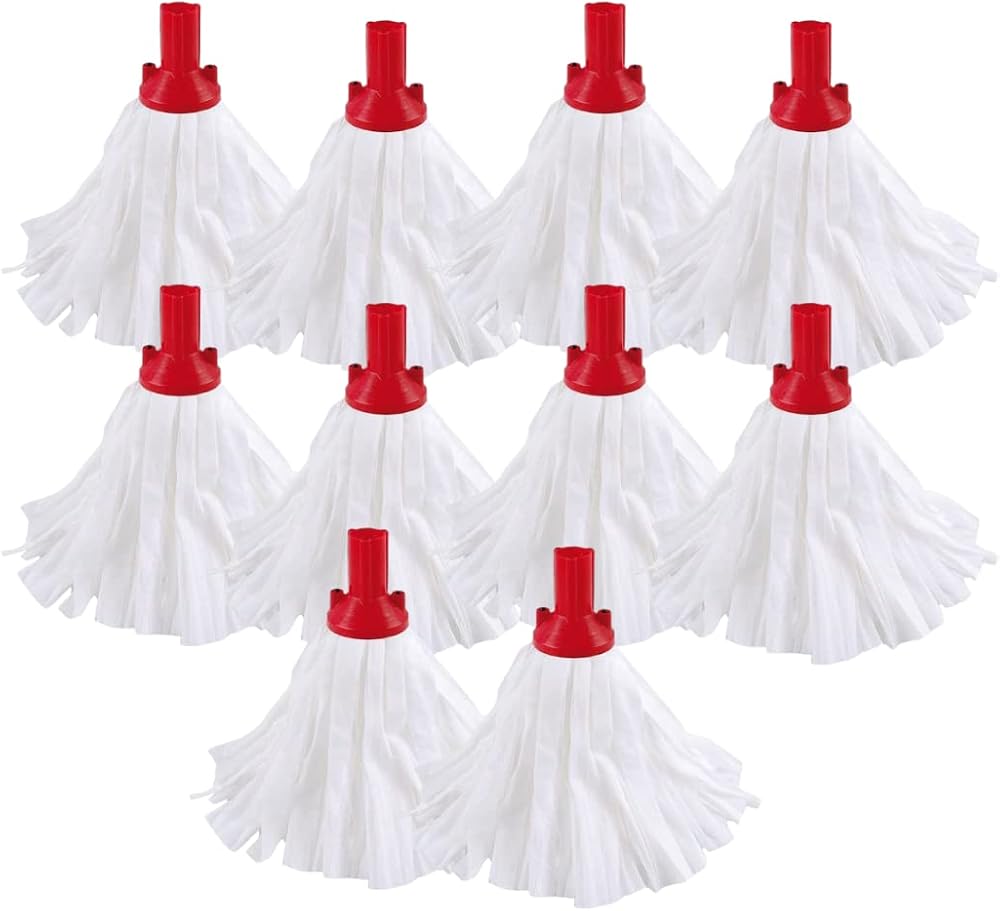 Avern Cleaning Avern Exel Standard Big White Push Fit Mop Heads Red 120g Pack 10