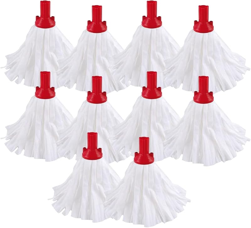 Avern Cleaning Avern Exel Standard Big White Push Fit Mop Heads Red 120g Pack 10
