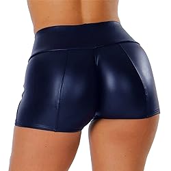 Tulucky Women's Flexible Club Faux Leather Shorts