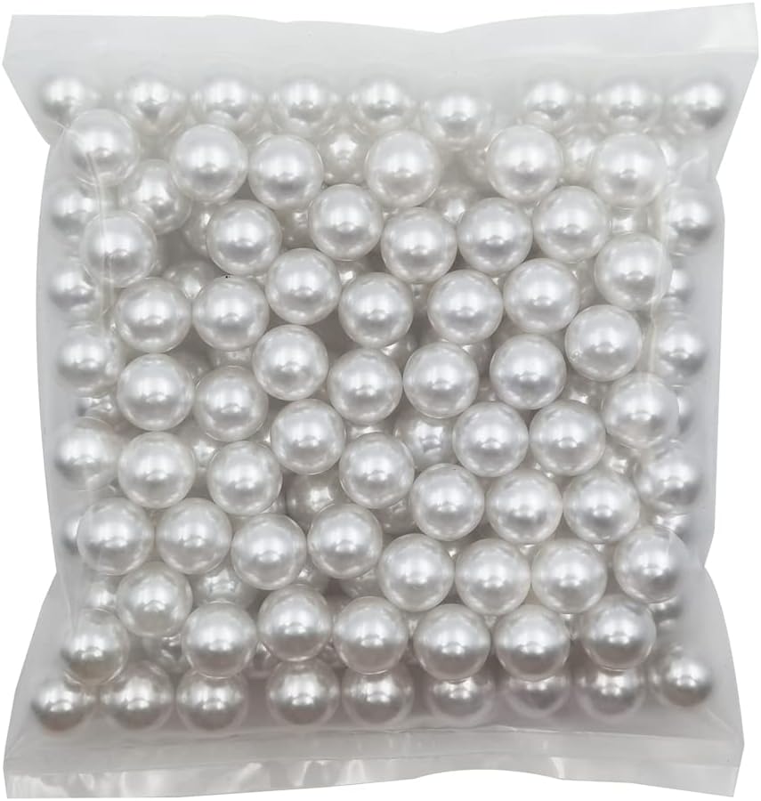 Vase Fillers - INSPIRELLE 16mm White Lustrous ABS Undrilled Art Faux Pearls for Vase Fillers, 140pcs Big Size No Hole Makeup Beads Imitation Round Pearl Beads for Table Scatter Home Wedding Decoration