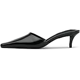 KysBloes Kitten Heel Mules for Women Square Toe Slip On Pumps Low Heel Slides Backless Dress Casual Shoes